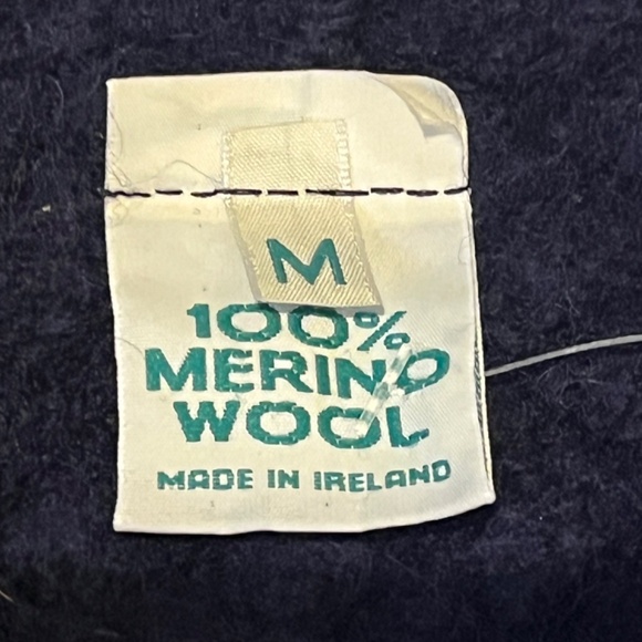 M  Irish Merino Wool Cable Knit Jacket  Navy Blue - Picture 6 of 11